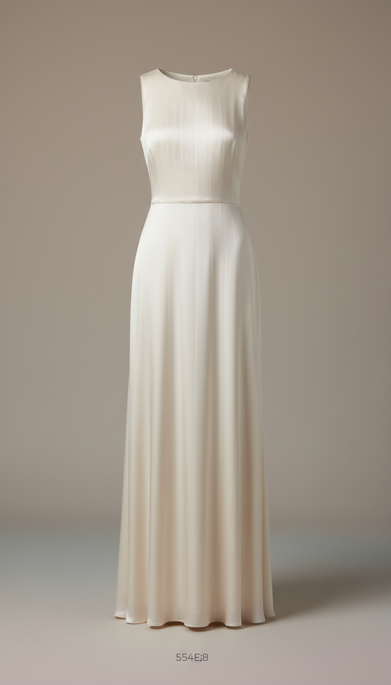 Ivory silk column evening dress